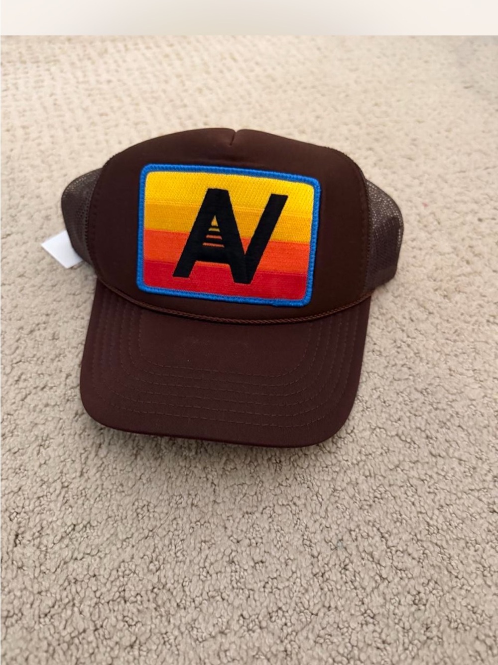 Aviator Nation Brown Trucker Hat with Sunset AV Patch